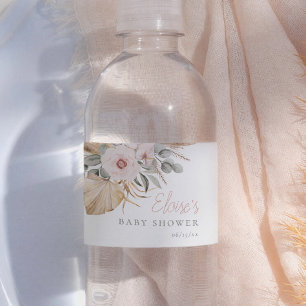 Rótulo De Garrafa De Vinho Chuva de Pampas Boho Chique Festa de Bebê Menina