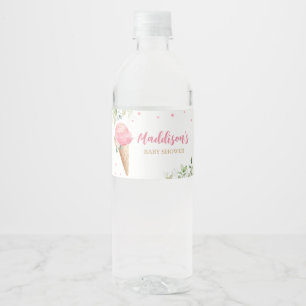 Rótulo De Garrafa De Vinho Chuva de Sorvete Rosa Baby Shower