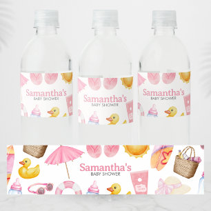 Rótulo De Garrafa De Vinho Chuva de Verão Chá de Bebê