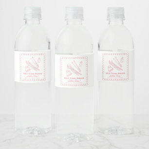 Rótulo De Garrafa De Vinho Chuveiro de Bebê Menina Esquiar Você Em Breve Rosa