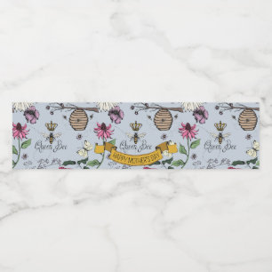 Rótulo De Garrafa De Vinho Cintura de Prata, Rainha Negra e Dourada Abelha e 