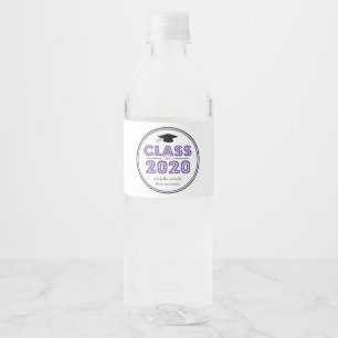 Rótulo De Garrafa De Vinho Classe De Graduação De 2020 Em Luzes (Roxo)