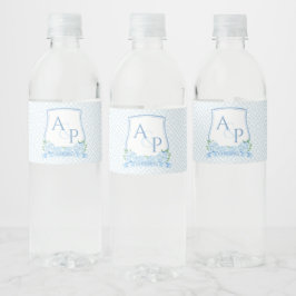 Rótulo De Garrafa De Vinho Clássico Azul Branco Hydrangea Festa de Casamento