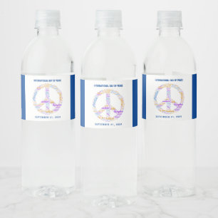 Rótulo De Garrafa De Vinho Cloud mundial de sinais de paz no Dia Mundial da P