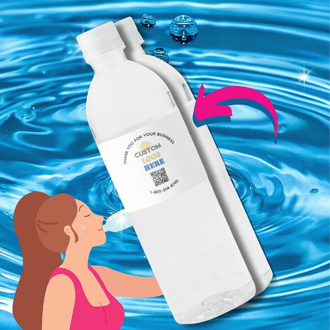 Rótulo De Garrafa De Vinho Código QR de Agradecimento Empresarial com Logotip (Criador carregado)