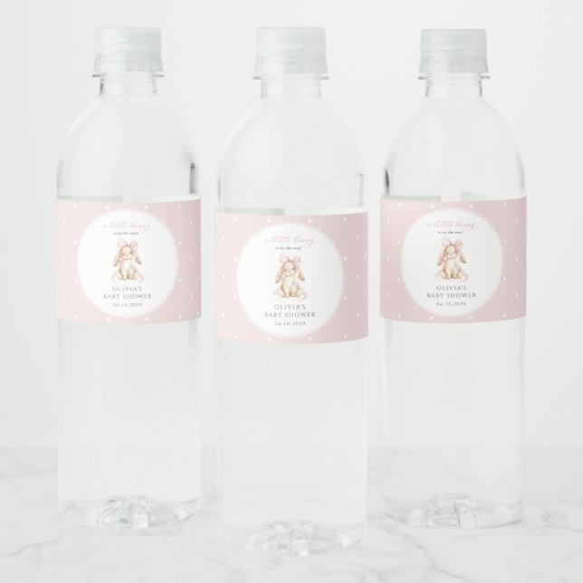 Rótulo De Garrafa De Vinho Coelhinho Fofo, Laço Rosa, Bolinhas Cor-de-Rosa, C (Garrafas)