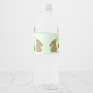 Rótulo De Garrafa De Vinho Coelho da Páscoa e flor de narciso