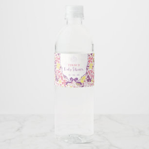 Rótulo De Garrafa De Vinho Colorido Desenho Floral a Lápis Baby Shower