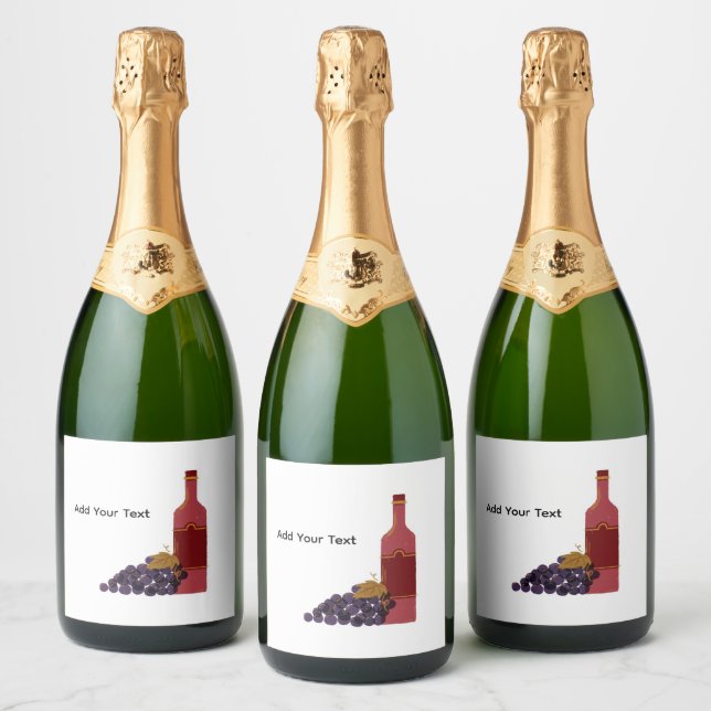 Rótulo de Garrafa de Vinho com Uvas (Garrafas)