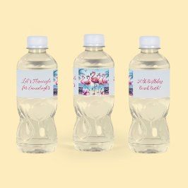 Rótulo De Garrafa De Vinho Comemorativa de Birthday Bash, praia Flamingle, va