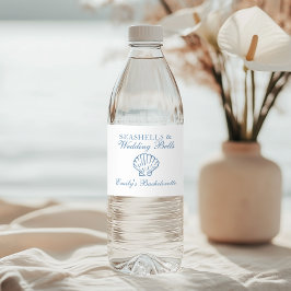 Rótulo De Garrafa De Vinho Conchas Marinhas e Sinetas de Casamento Festa de D