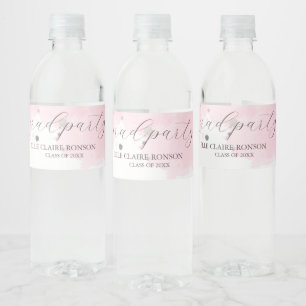 Rótulo De Garrafa De Vinho Convite de Festa de formatura Elegance rosa