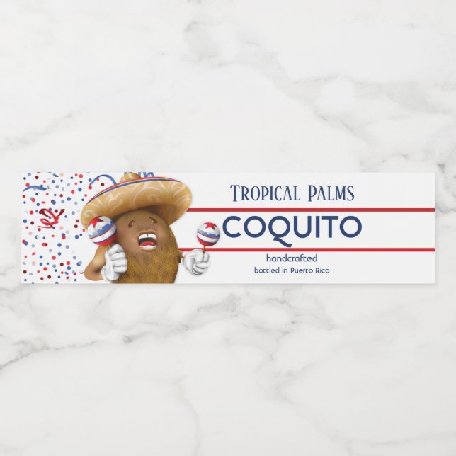 Rótulo De Garrafa De Vinho Coquito Maracas de Coco (Rótulo Único)