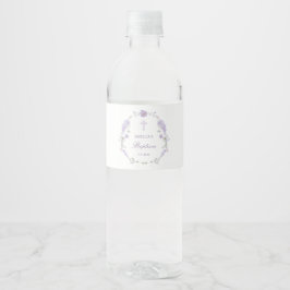Rótulo De Garrafa De Vinho Coroa de Batismo Lilás Lavanda Floral