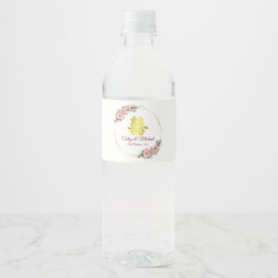 Rótulo De Garrafa De Vinho coroa de flores de dupla felicidade de casamento c