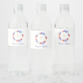 Rótulo De Garrafa De Vinho Coroa de Peônia Floral Batismo Crisma