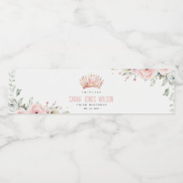 Rótulo De Garrafa De Vinho Coroa princesa rosa e bonita Tiara Aniversário Flo