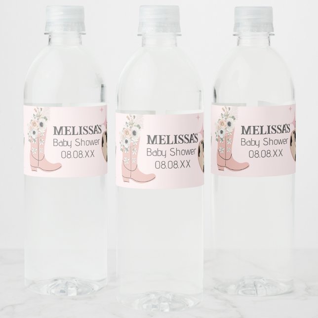 Rótulo De Garrafa De Vinho Costume de "Boots Pink" de Cowgirl Ocidental (Criador carregado)