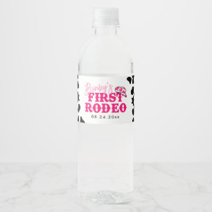 Rótulo De Garrafa De Vinho Cowgirl Disco Rosa Primeiro Rodeio