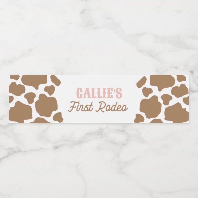 Rótulo De Garrafa De Vinho Cowgirl First Rodeo Birthday (Rótulo Único)