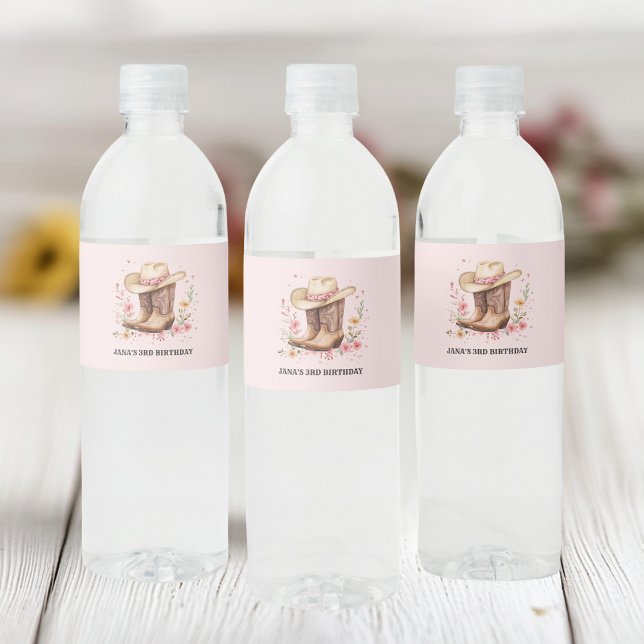 Rótulo De Garrafa De Vinho Cowgirl Wildflower Bash Birthday (Criador carregado)