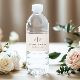 Rótulo De Garrafa De Vinho Creme Branco e Marrom | Casamento Minimalista e Ch
