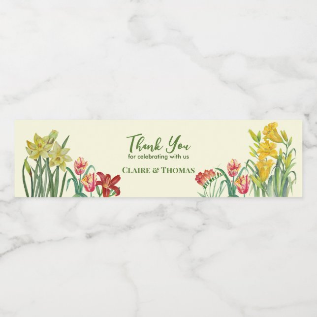 Rótulo De Garrafa De Vinho Creme das Flores Amarelas de Laranja Laranja-Laran (Rótulo Único)