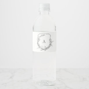 Rótulo De Garrafa De Vinho crista tradicional de monograma floral botânico c