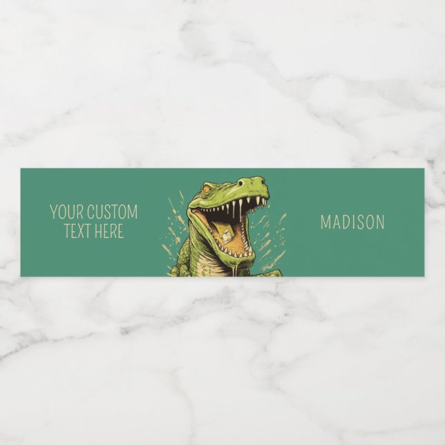 Rótulo De Garrafa De Vinho Crocodilo de Nome Personalizado (Rótulo Único)