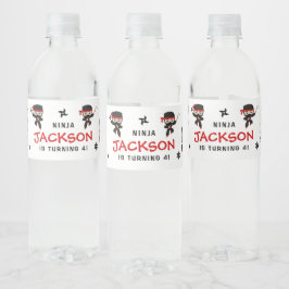 Rótulo De Garrafa De Vinho Cute Ninja Karate Samurai Birhtday Boy