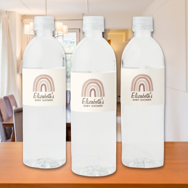 Rótulo De Garrafa De Vinho Cute Rainbow Boho Baby Shower (Criador carregado)