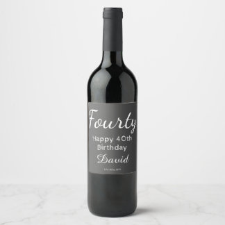 Rótulo de garrafa de vinho de aniversário de 40 an