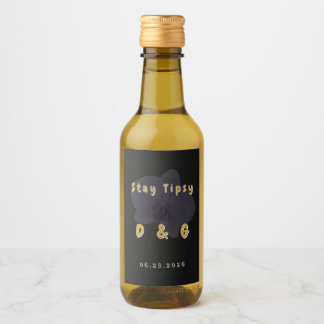 Rótulo de Garrafa de Vinho de Casamento Preto Dour