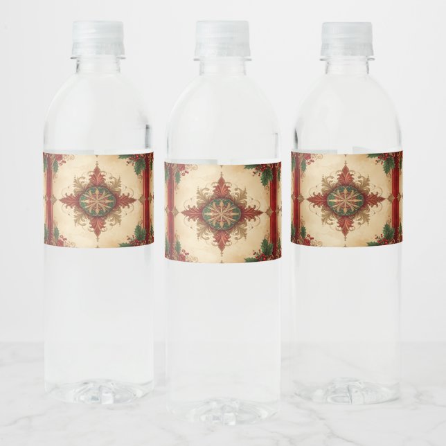 Rótulo De Garrafa De Vinho Decoração Vermelha de Feriado (Garrafas)