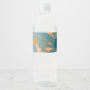 Rótulo De Garrafa De Vinho Design de Folha Contemporânea em Pêssego