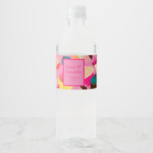 Rótulo De Garrafa De Vinho Divertimento, cupcake cor-de-rosa brilhante -