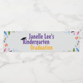 Rótulo De Garrafa De Vinho Doodle Kindergarten Festa de formatura