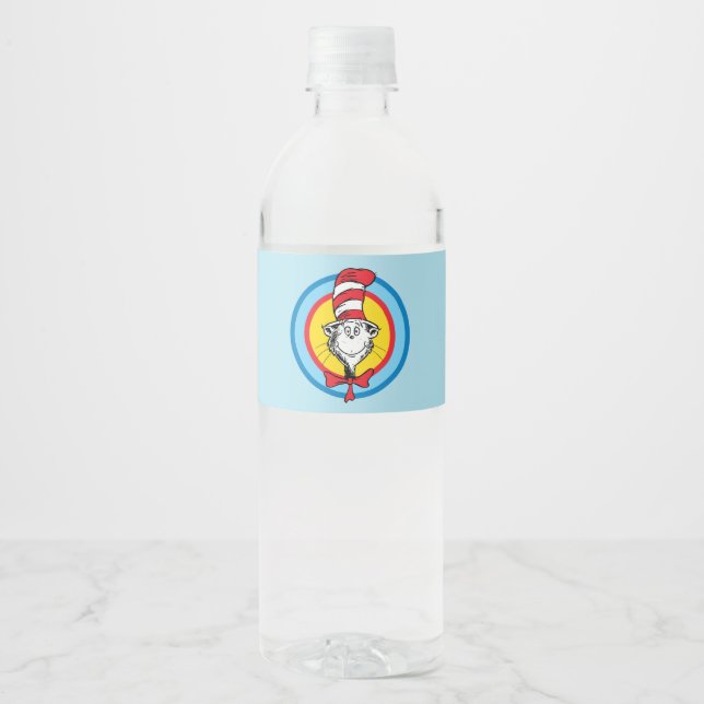 Rótulo De Garrafa De Vinho Dr. Seuss | Gato no Chapéu Gráfico da Cabeça (Frente)
