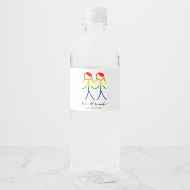 Rótulo De Garrafa De Vinho Duas Brides Rainbow Love (Frente)