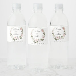 Rótulo De Garrafa De Vinho Dusty Pink Boho Água Floral Casamento Pastel