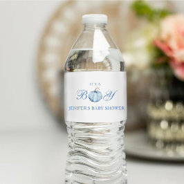 Rótulo De Garrafa De Vinho É um Chá de Bebê Menino Abóbora Azul