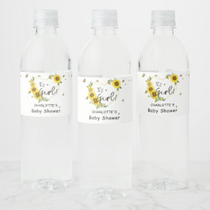 Rótulo De Garrafa De Vinho É uma Menina! Moldura de Girassóis para Chá de Beb