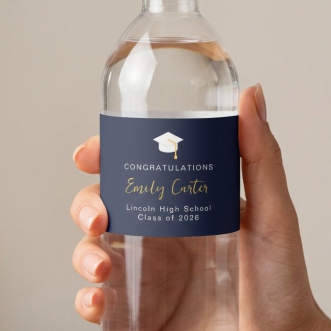 Rótulo De Garrafa De Vinho Editable Graduation Water Bottle Food Drink Labels (Criador carregado)