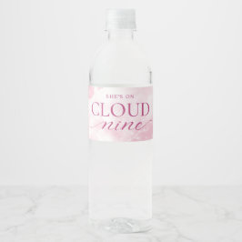 Rótulo De Garrafa De Vinho Ela está no Chá de panela Rosa Nine Cloud