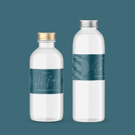 Rótulo De Garrafa De Vinho elegante azul teal moderno com script do chá de fr