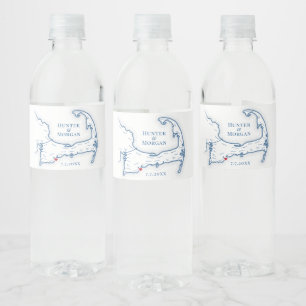 Rótulo De Garrafa De Vinho Elegante de Casamento de Destino de Cabo Cod