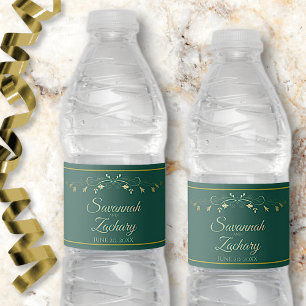 Rótulo De Garrafa De Vinho Elegante Florescimento Floral Dourado Casamento Ve