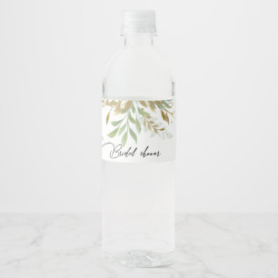 Rótulo De Garrafa De Vinho Elegante Greenerescente de Ouro de Aquarela