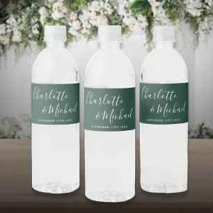 Rótulo De Garrafa De Vinho Elegante Script de Assinatura Casamento Verde Esme