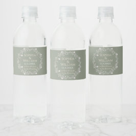 Rótulo De Garrafa De Vinho Elegante Verde Sábio